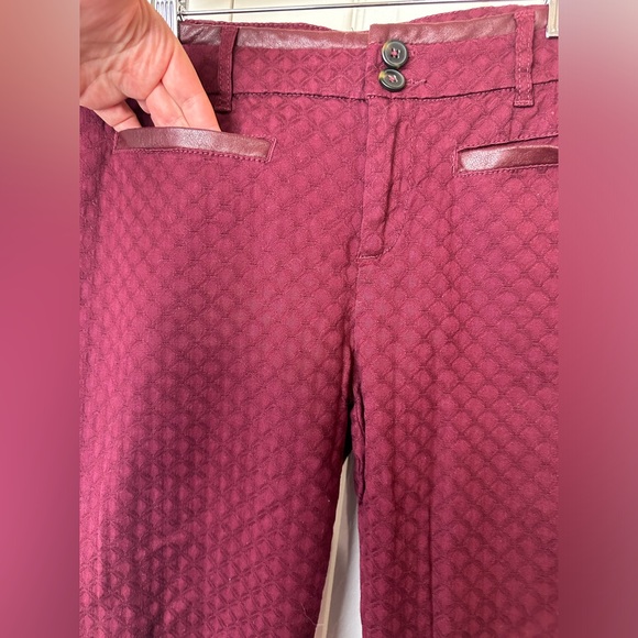 Anthro CARTONNIER Charlie Ankle Pants Burgundy Maroon Red Wine Textured Leather - Picture 5 of 12